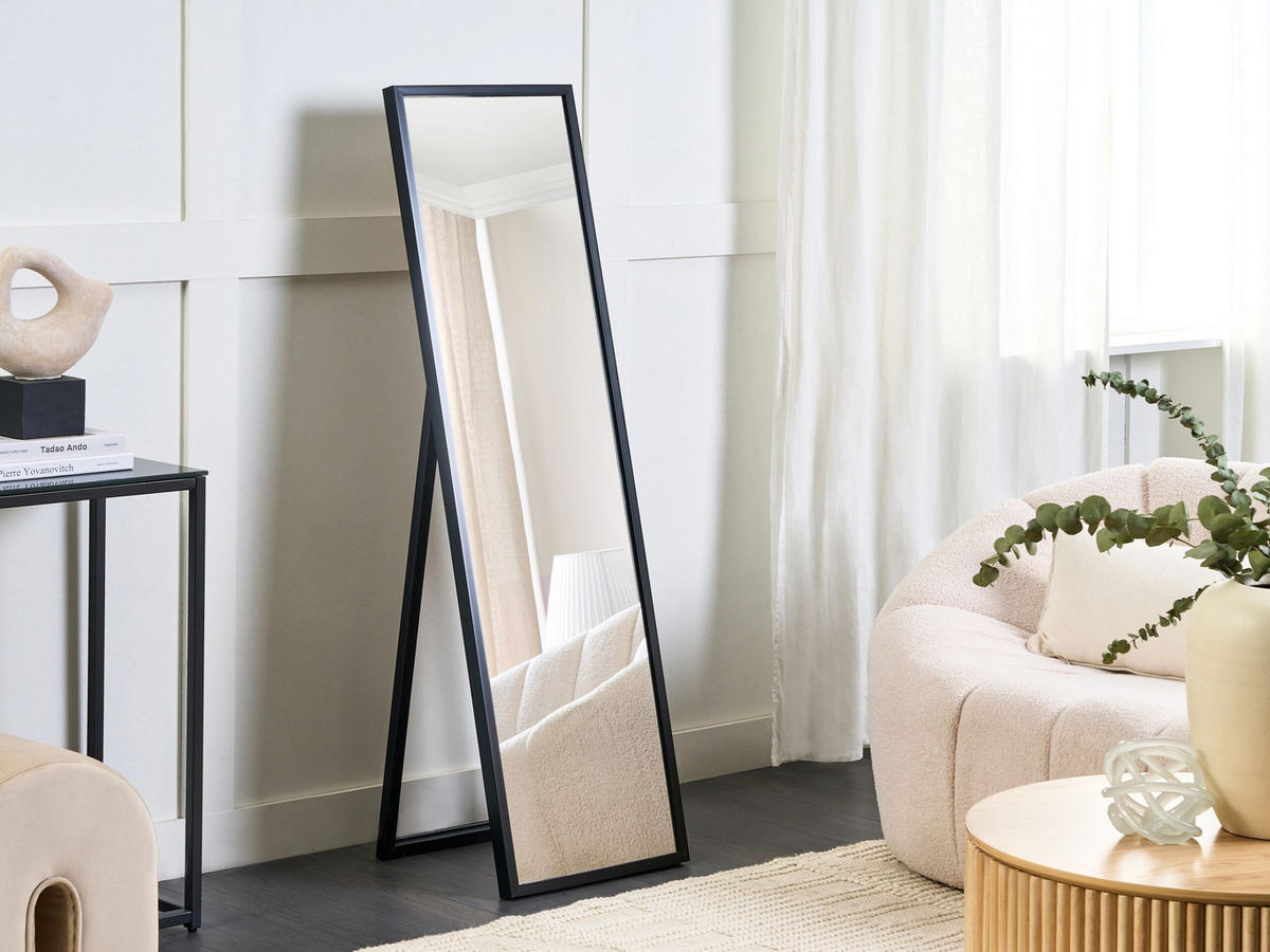 STEHSPIEGEL schwarz rechteckig 40/140 cm Torcy - Schwarz, Kunststoff (40/140/3cm) - Beliani