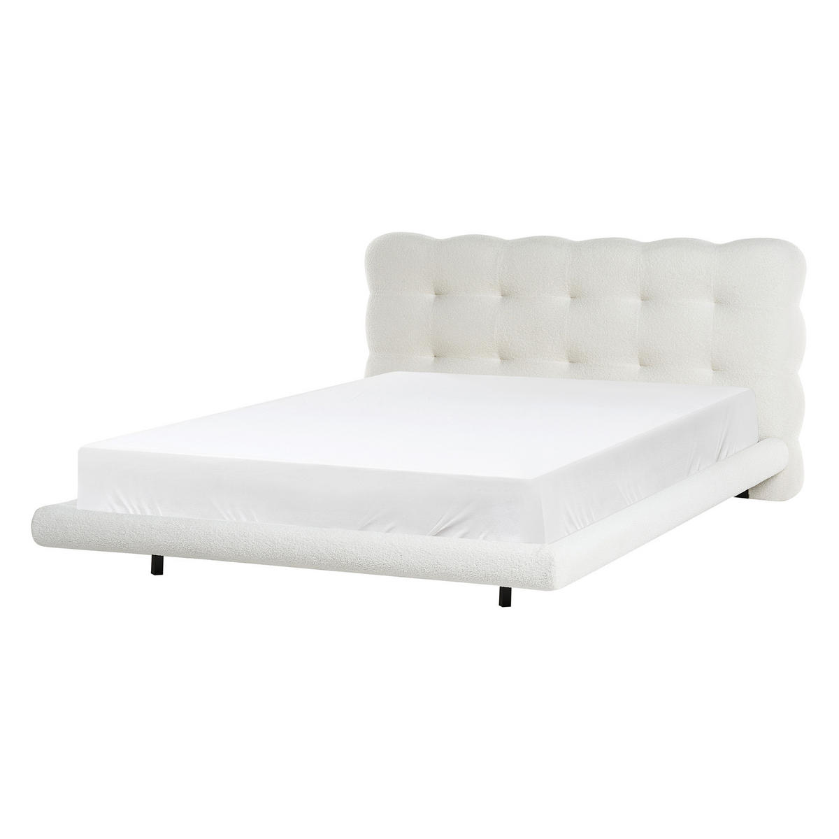 POSTELJA z letvenim dnom 140/200 bouclé kremasto bela Soulisse - krem, tekstil (140/200cm) - Beliani