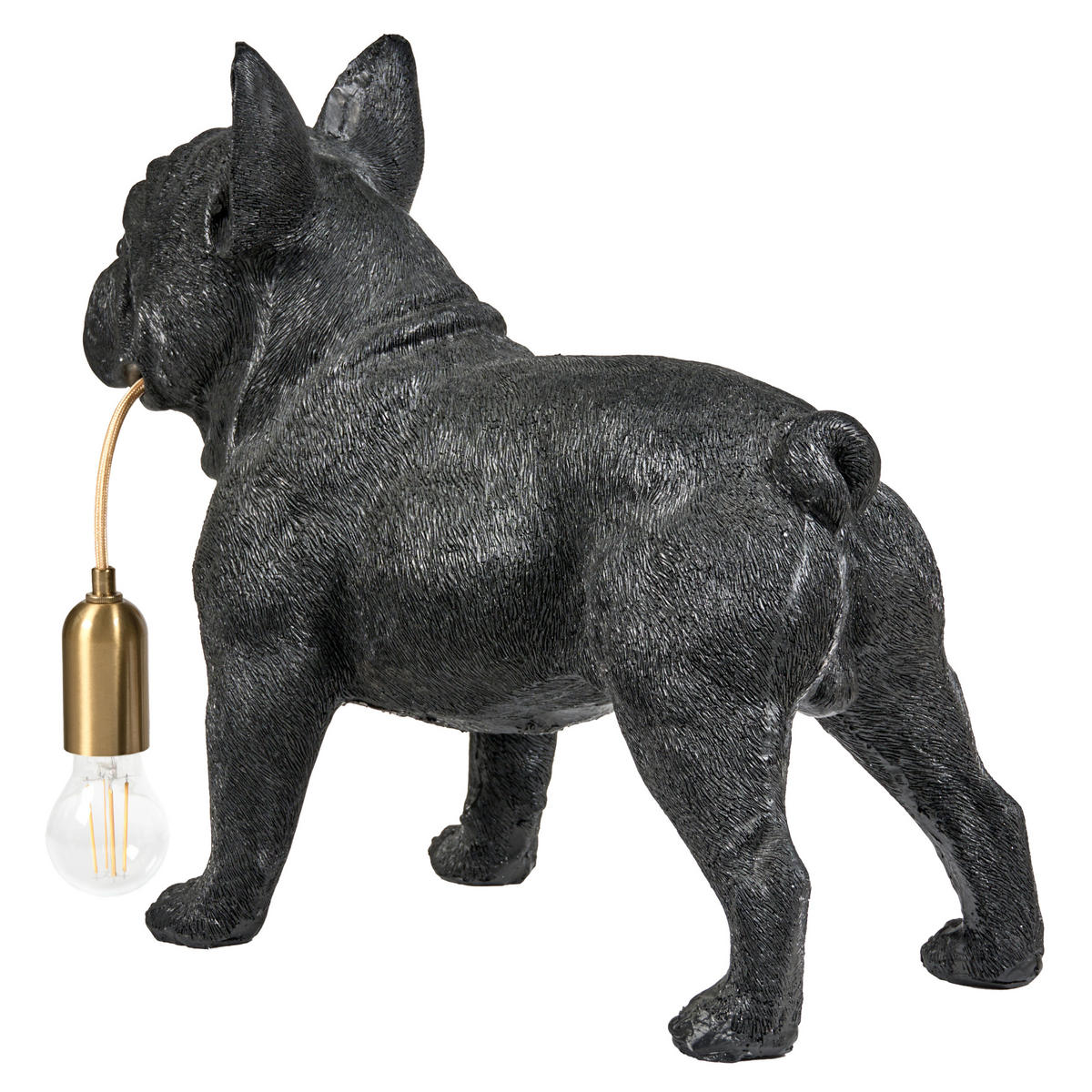 TISCHLAMPE Hund Schwarz Baxter - Messingfarben/Schwarz, Kunststoff (47/24/43cm) - Beliani