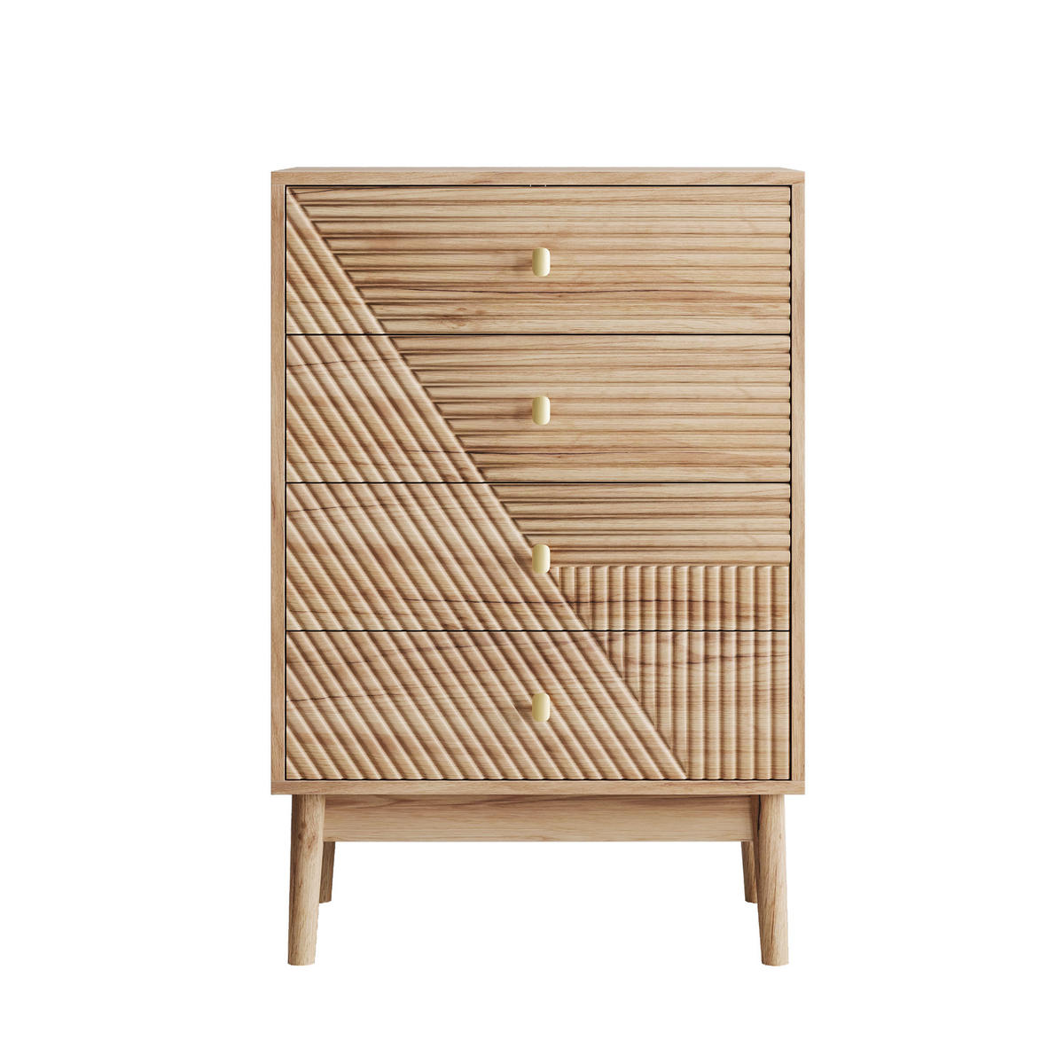 SIDEBOARD 60 cm Eiche – Schubladenschrank mit 4 Schubladen & Holzbeinen Modern - Eichefarben, Holzwerkstoff (60/90/40cm) - Urban Meuble
