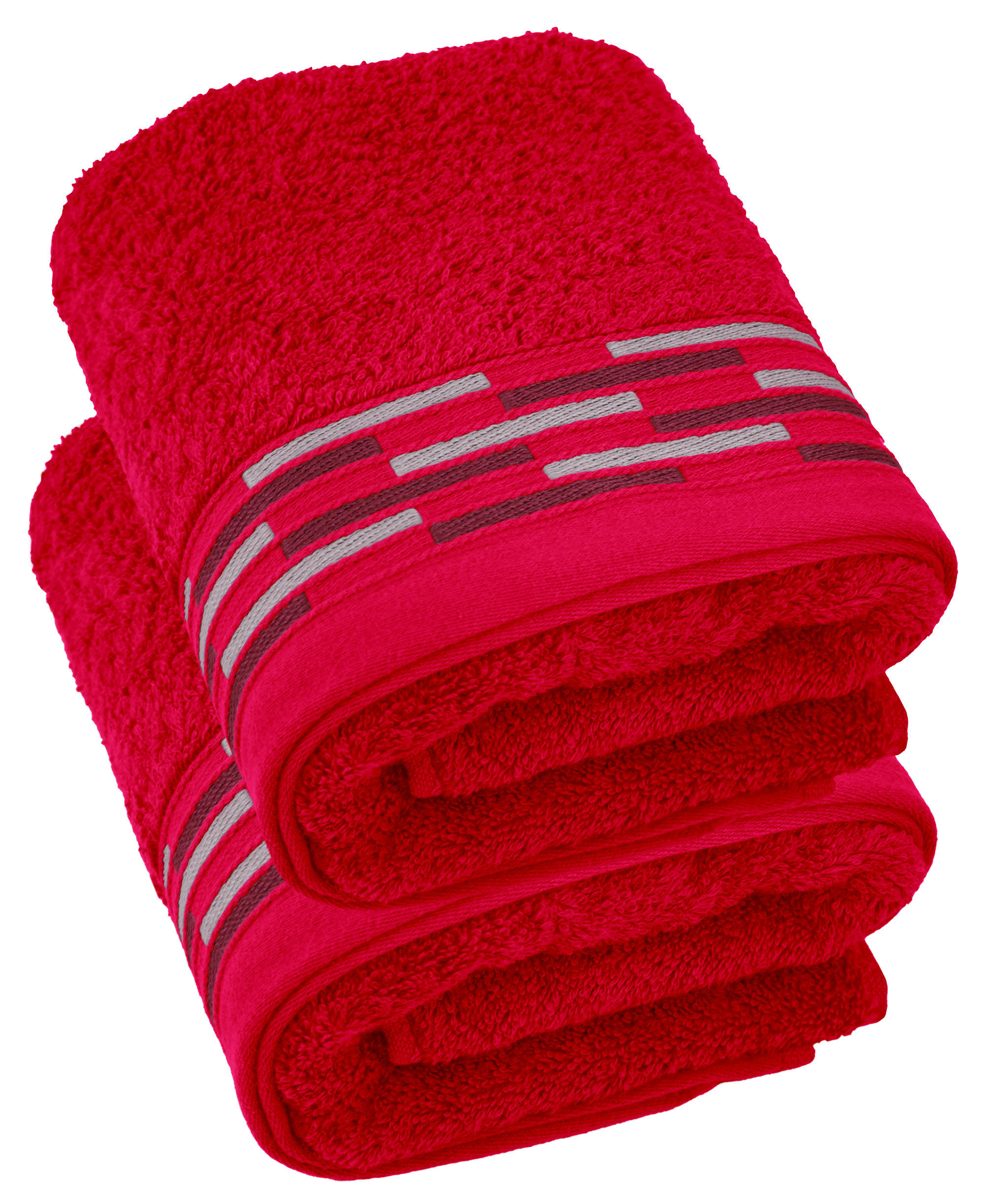 HANDTUCH Lugano Rot 2er 50x100 cm - Rot, Textil (50/100cm) - Lashuma