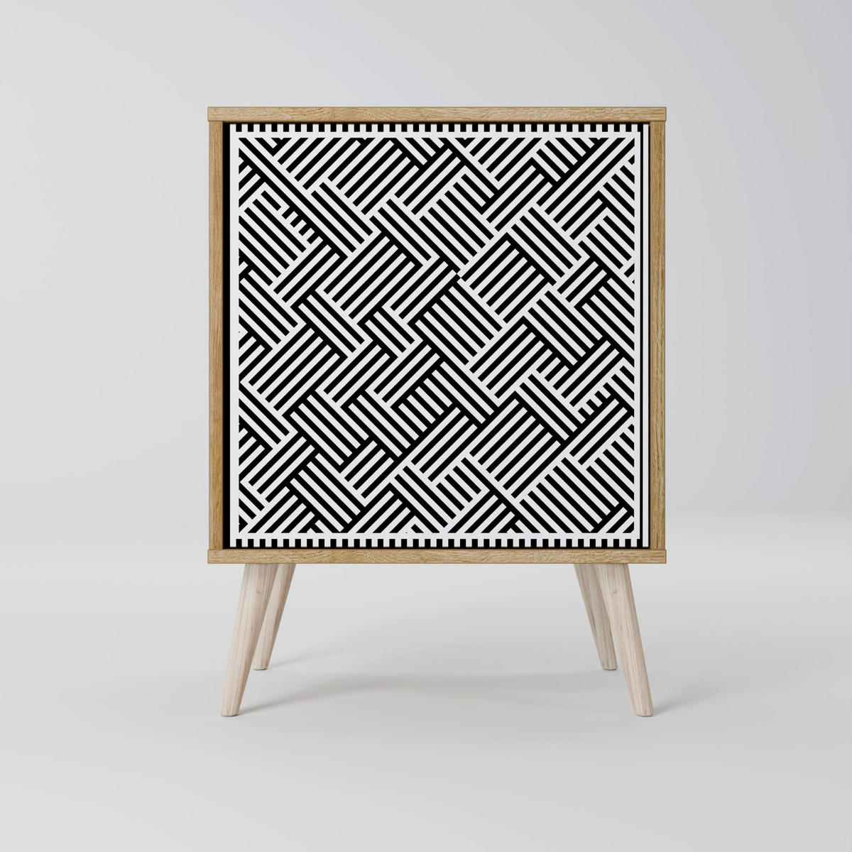 SIDEBOARD TEMPORARY SEQUENCE, Grau, 57,5x42x67,5 cm, Schwarze Metall-Rahmenfüße - Multicolor/Schwarz, Holzwerkstoff/Metall (57.5/67.5/42cm) - SpaceRebels