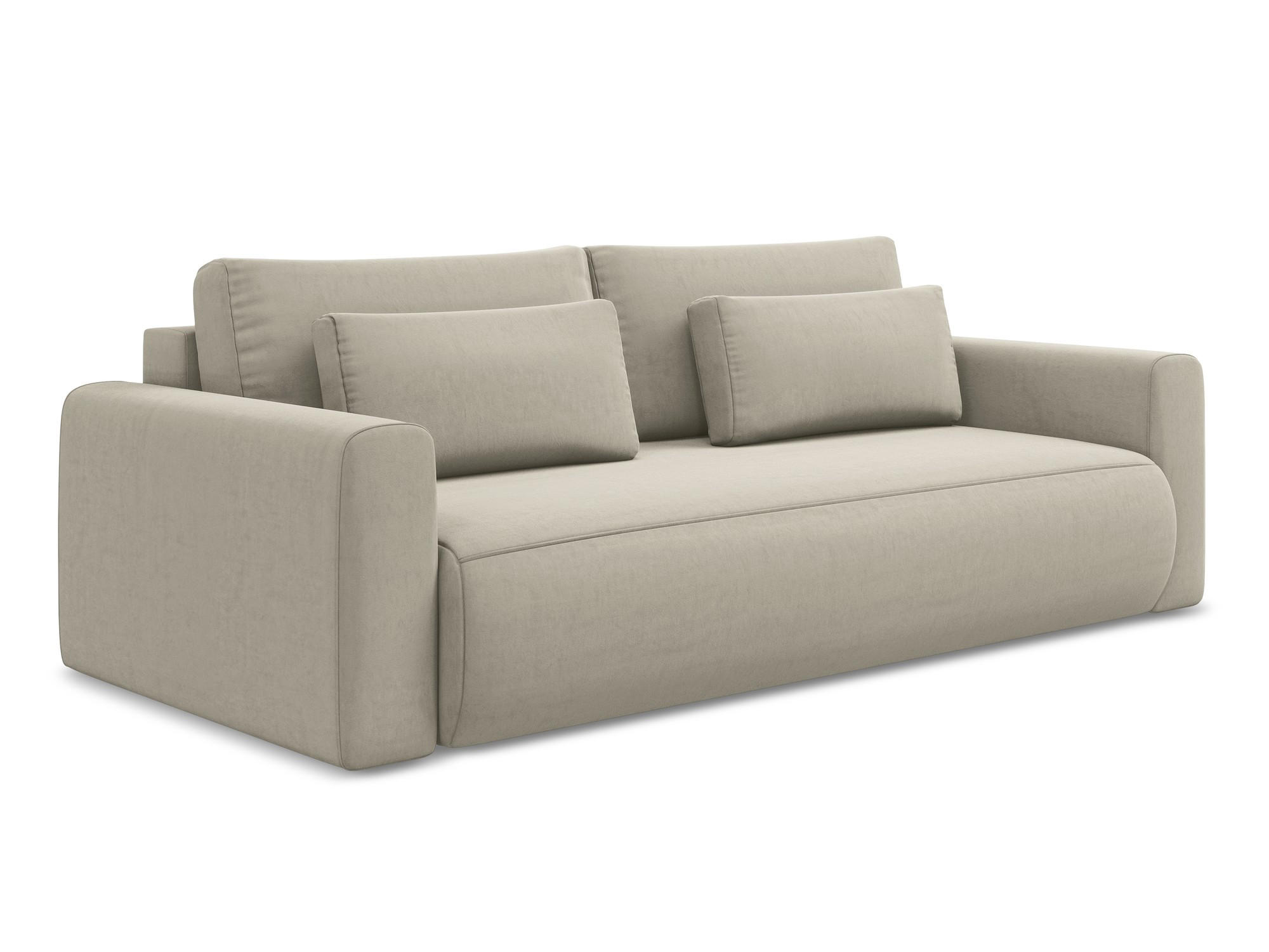 3-SITZER SOFA mit Schlaffunktion Samt Stoff Creme - Perlmutt/Creme, Kunststoff/Textil (238/82/105cm) - Makamii