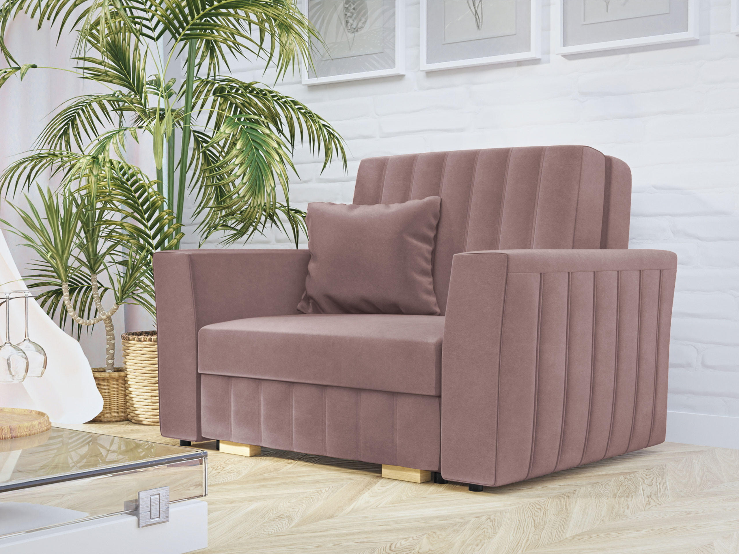 SCHLAFSOFA Viva Glam I - Naturfarben/Rosa, Holz/Kunststoff (115/85/98cm) - MIRJAN24
