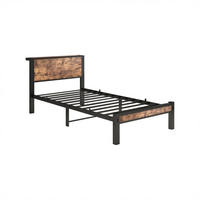 BETT 90/200 cm DE-03803, mit Stauraum-Kopfteil, in Braun - Braun, Holzwerkstoff/Metall (90/200cm) - ComfortXL
