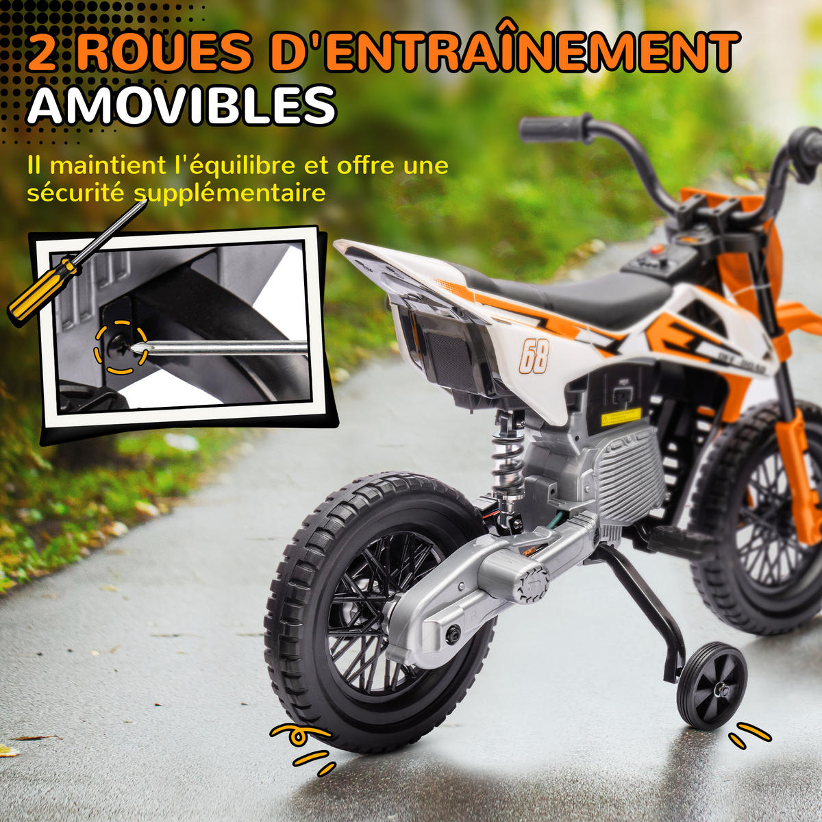 ELEKTRO-MOTORRAD DE-13161 2 Motoren Orange - Orange, Kunststoff (107/56/70cm) - ComfortXL
