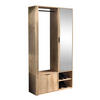 GARDEROBENSCHRANK Milanoir Eiche Artisan 100/189,4/33 cm - Modern mit Spiegel - Hellbraun, Holzwerkstoff/Kunststoff (100/189.4/33cm) - AX Living