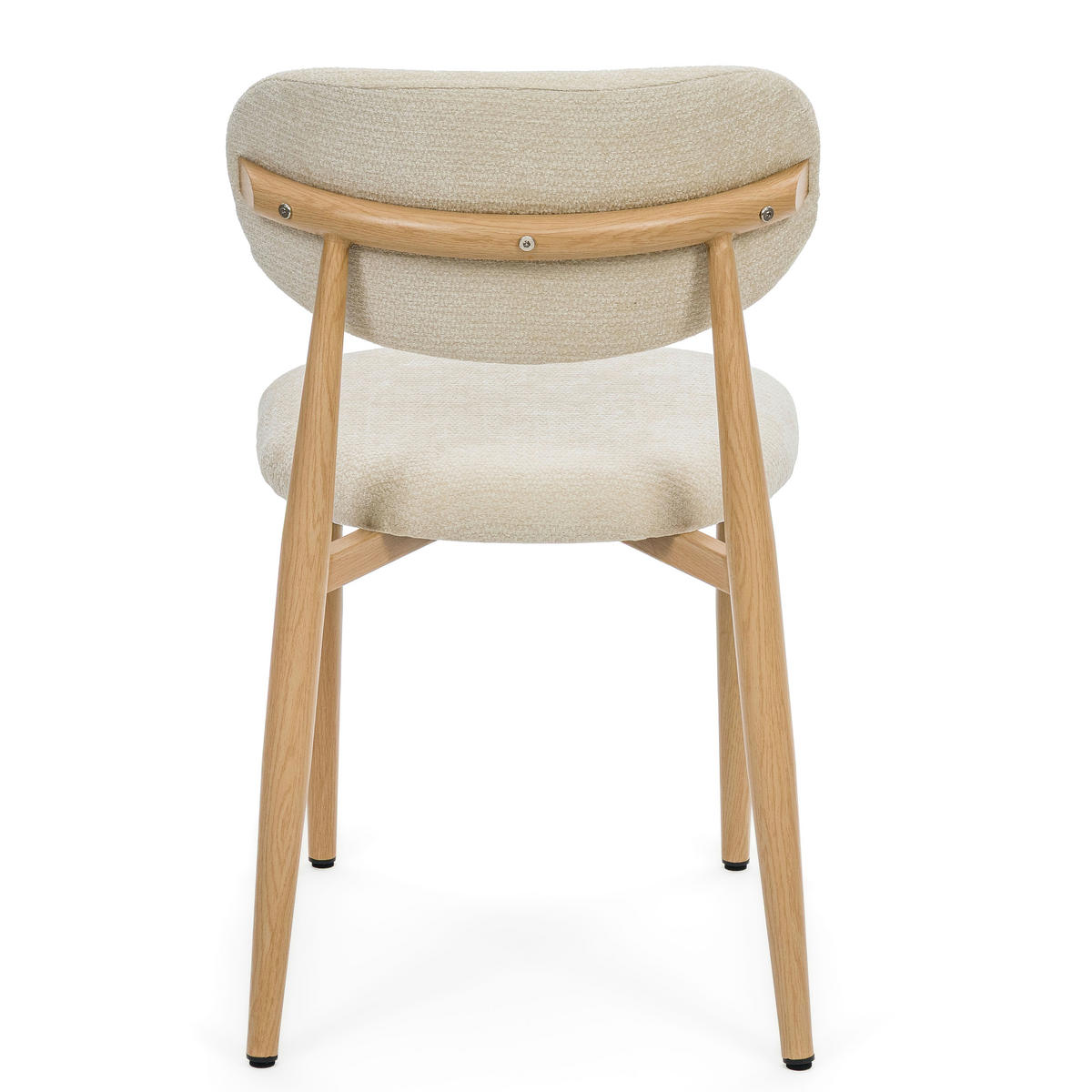 STUHL ALMO gepolstert Beine in Holzoptik - creme - Chenille - Eichefarben/Creme, Textil/Metall (47/77/54cm) - NEW HOME