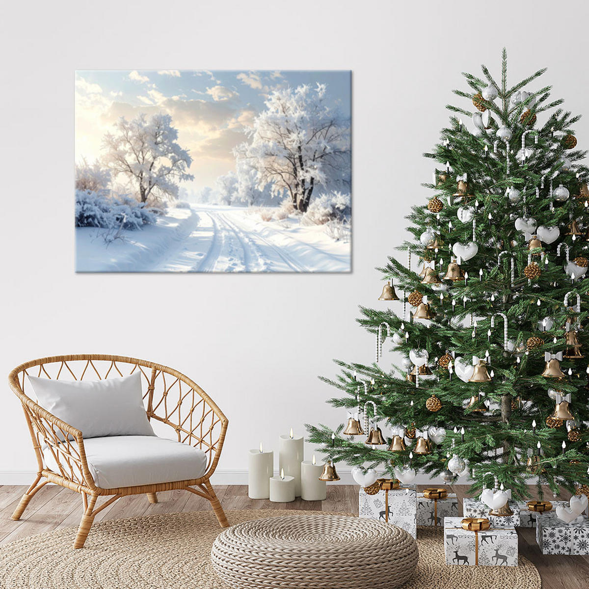 LEINWANDBILD Weihnachten 120x80cm - Weiß, Textil (120/80cm) - Feeby