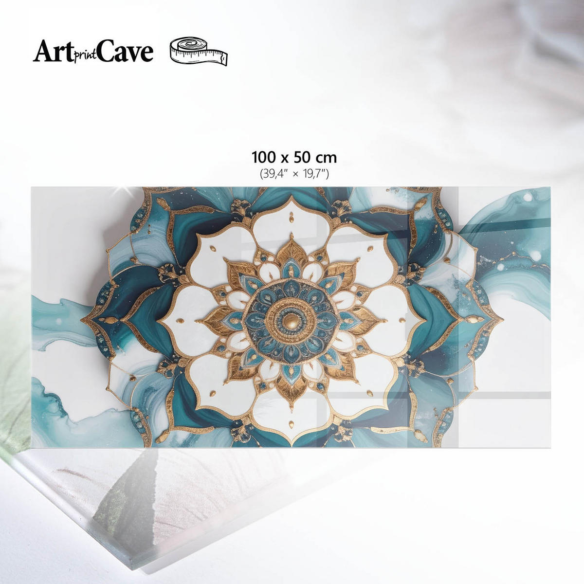 TISCHPLATTE 100x50 cm – Mandala-Eleganz - Grau, Glas (100/50/0.4cm) - Wallfluent
