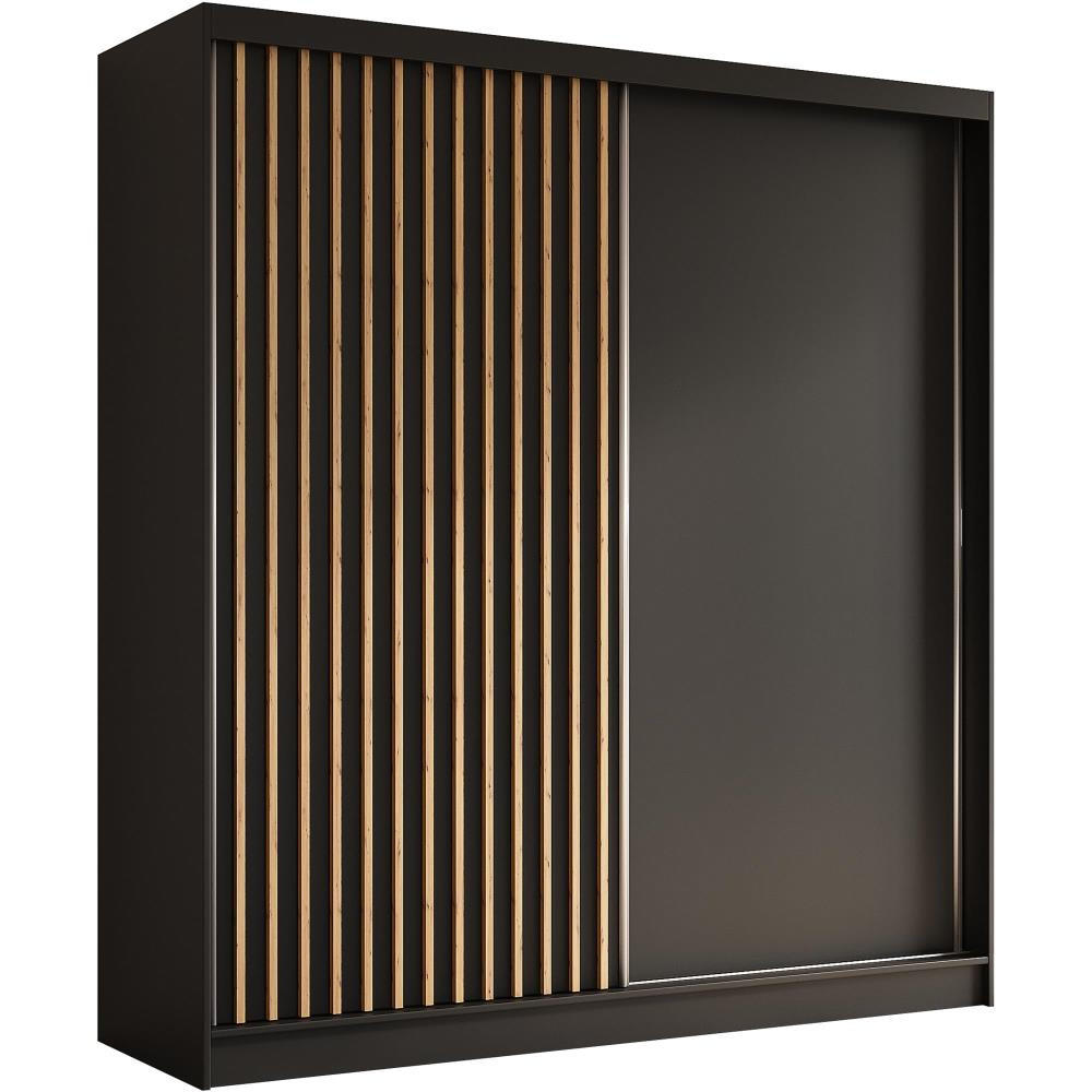 Beautysofa SKŘÍŇ s posuvnými dveřmi Helios 200/216/61 černá + dub Artisan se zásuvkami