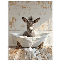 POSTER Esel - Tiere - Badewanne - Schaumstoff 60x80 cm - Weiß, Papier (60/80/0.1cm) - MuchoWow