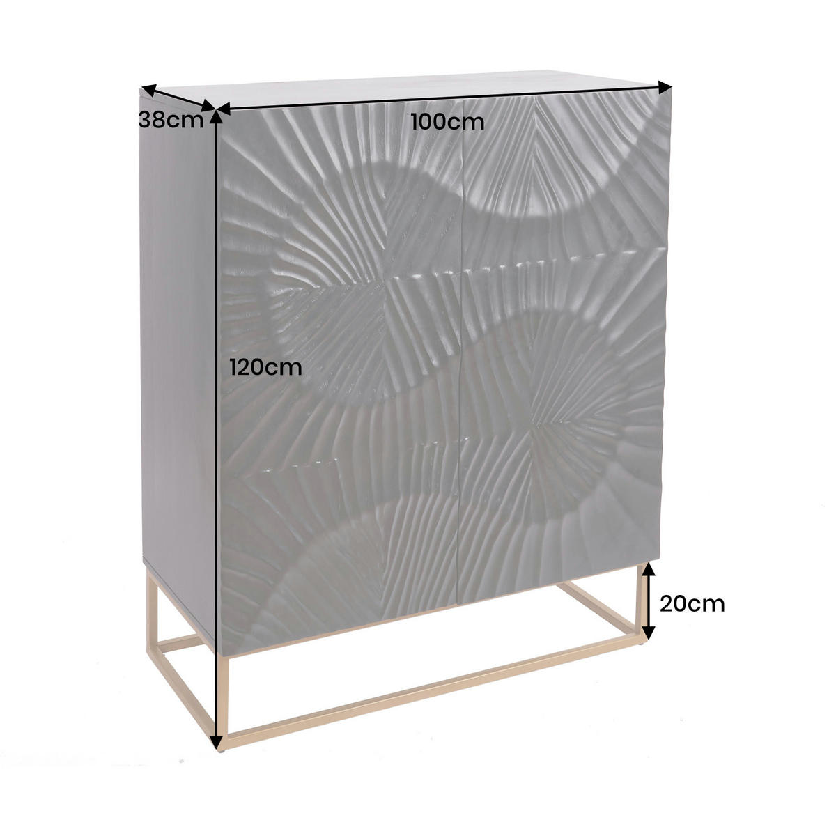 HIGHBOARD SCORPION Mango Schwarz 120 cm - Goldfarben/Schwarz, Holz/Metall (100/120/38cm) - riess-ambiente