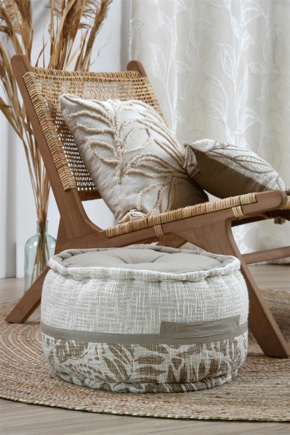 POUF Baumwolle Hemera Ø 40 cm - Beige, Naturmaterialen (40/30/40cm)