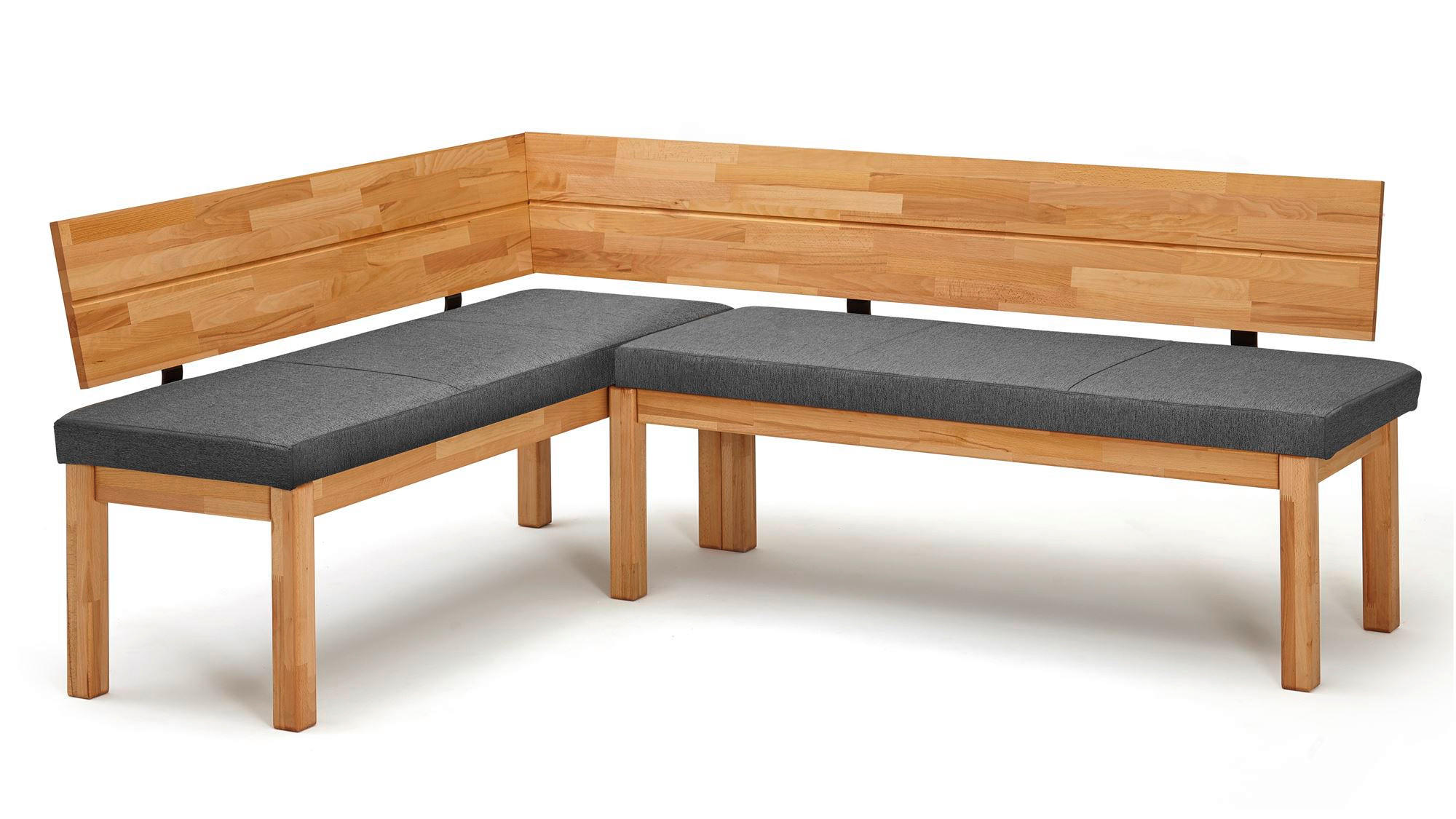 ECKBANK Danny 1 für 5 Personen Massivholz + Microfaser Kernbuche/Grau - Kernbuche/Grau, Holz (155/194cm) - 58aufmkessel