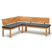 ECKBANK Danny 1 für 5 Personen Massivholz + Microfaser Kernbuche/Grau - Kernbuche/Grau, Holz (155/194cm) - 58aufmkessel