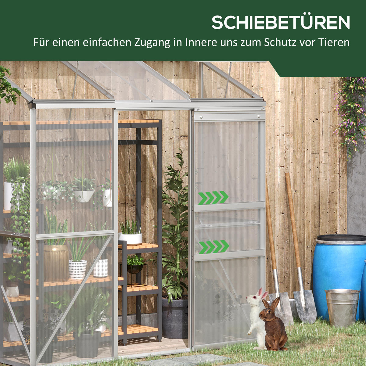 FOLIENGEWÄCHSHAUS, Silber, Aluminium, Polycarbonat - Hellgrau, Metall (68/196/192cm) - Outsunny