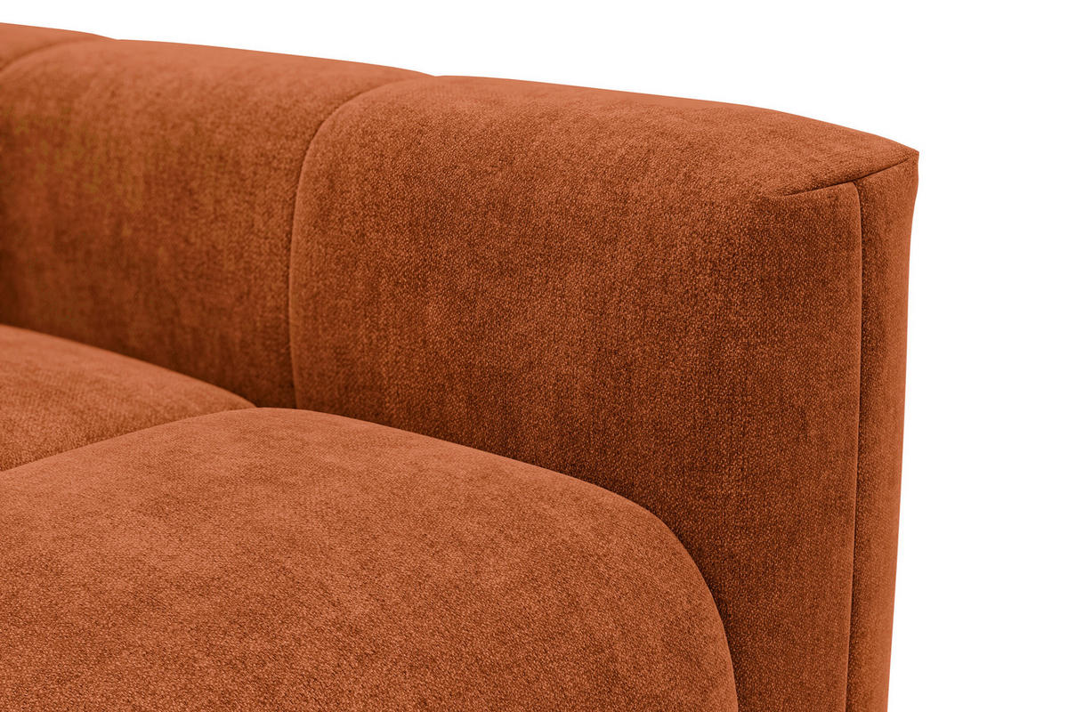 ECKSOFA VERONA 3-Sitzer links, Orange - Schwarz/Orange, Holz/Textil (224/173cm) - Courtois Laville