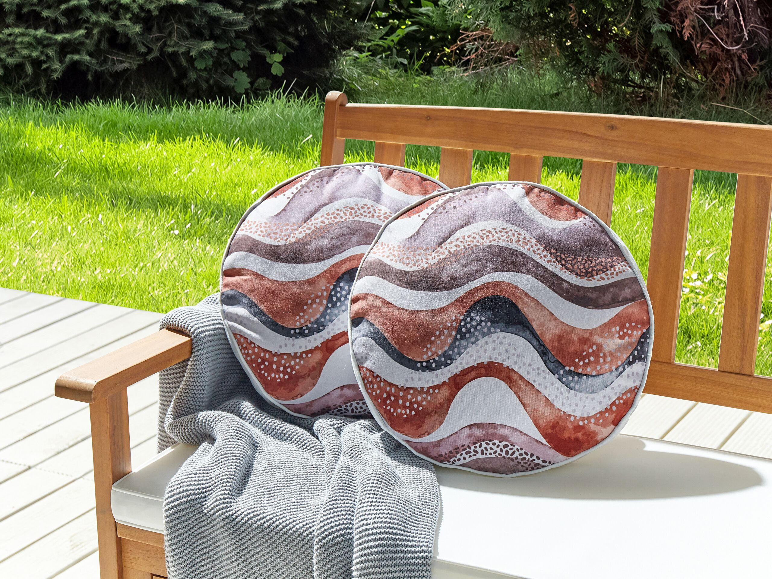 GARTENKISSEN 2er-Set Abstraktes Muster braun 40 cm Seborga - Braun, Textil (40/40cm) - Beliani