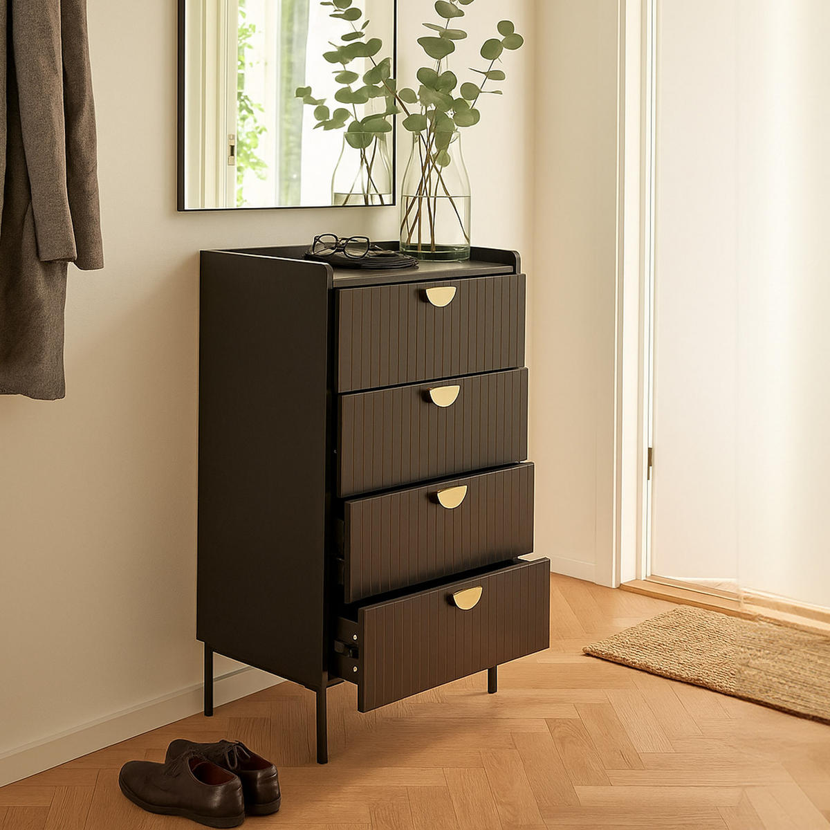 KOMODA Černá - černá, dřevo (50/95/42cm) - MCW