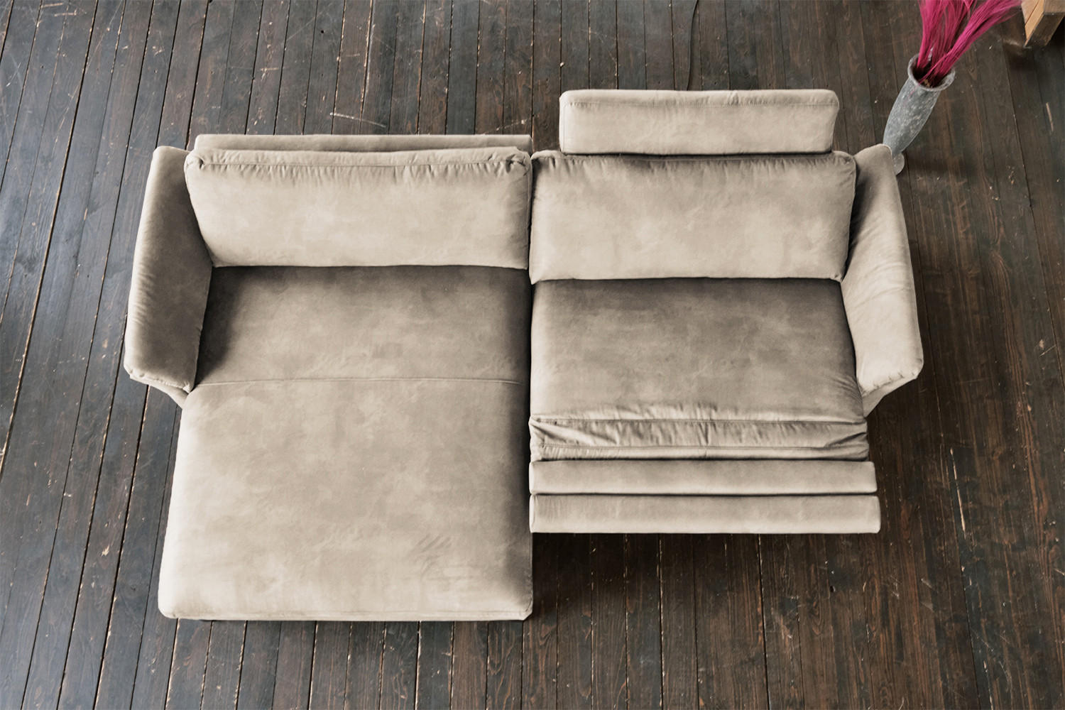 ECKSOFA MIT MOTORISCHER RELAXFUNKTION MALTA Beige Webstoff - Beige/Schwarz, Buchenholz/Textil (302/175cm) - KAWOLA