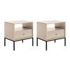 2ER-SET Nachttische mit 1 Schublade & 1 Ablage - Beige - BOGDAN - Beige, Holz (54/56/39cm) - Vente-Unique