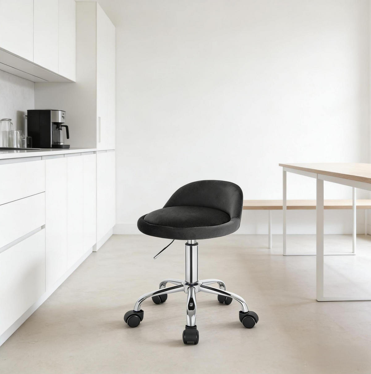BÜROHOCKER höhenverstellbar drehbar Samt Dunkelgrau - Dunkelgrau, Metall (30/65.5/30cm) - Meubliv