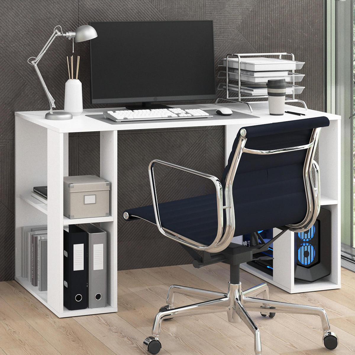 SCHREIBTISCH Arian Weiß 130 x 60 cm - Weiß, Holzwerkstoff (60/130/75cm) - Vicco