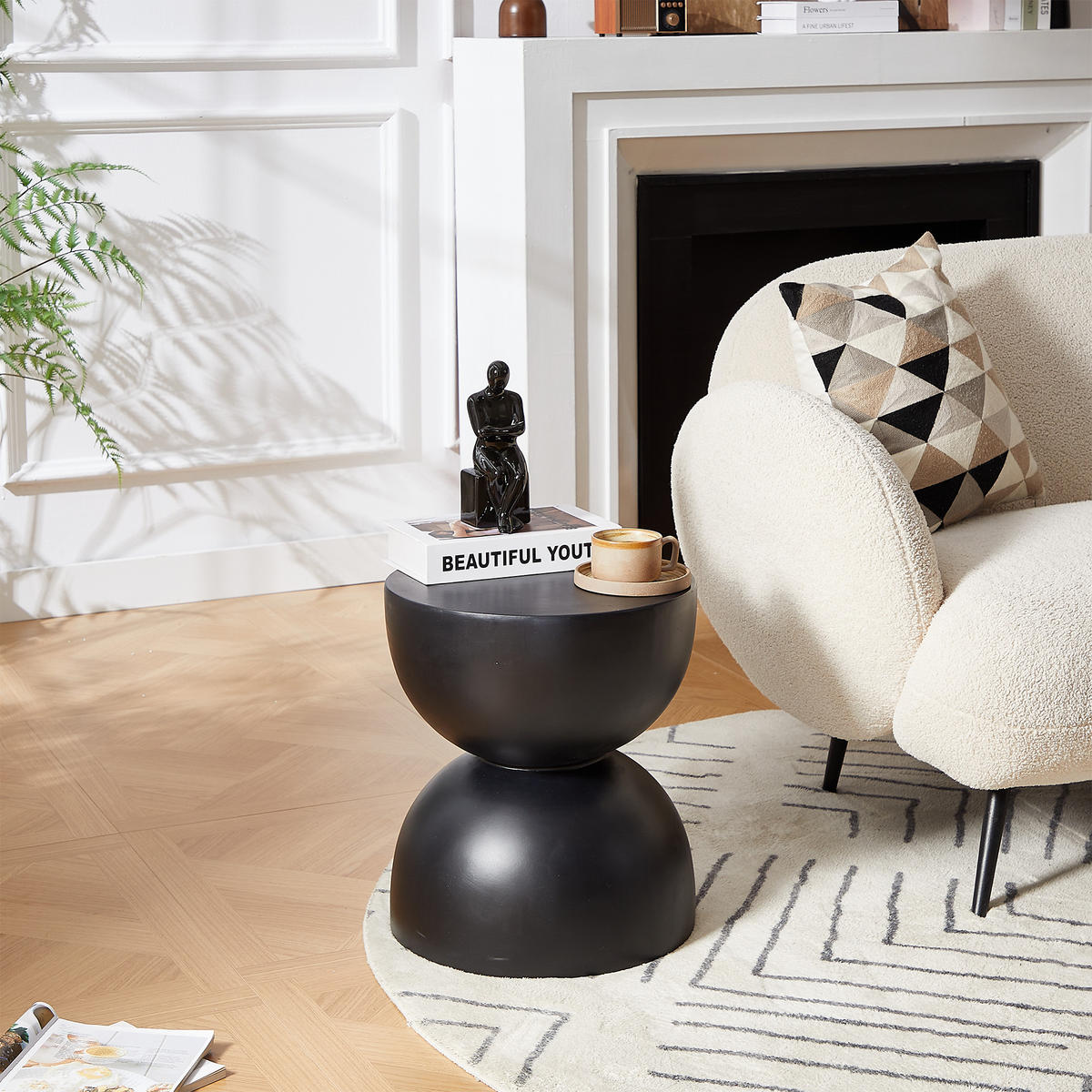 BEISTELLTISCH Rund Schwarz 45 x 45 x 52 cm - Schwarz, Metall (39.5/39.5/45cm) - Nordlys