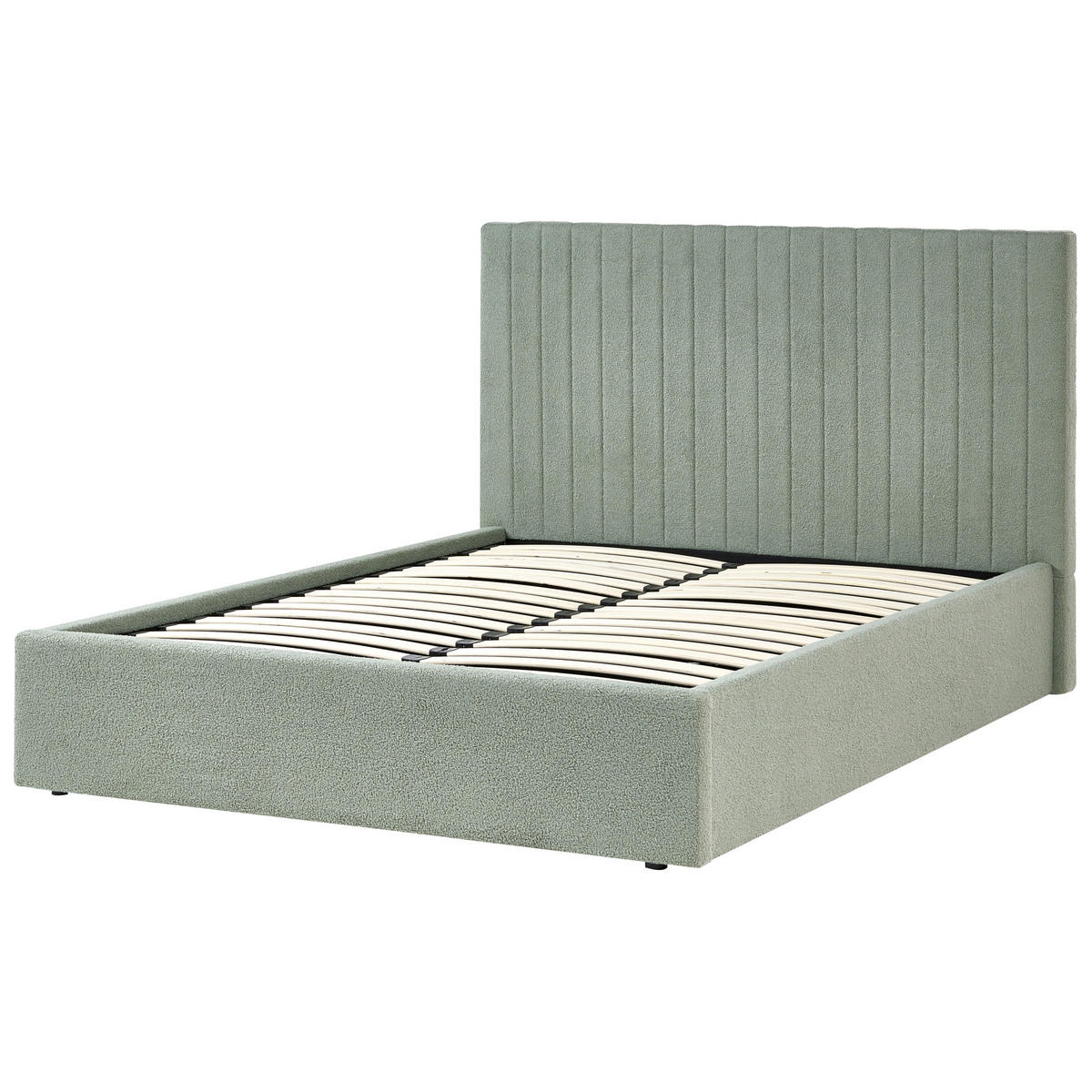 POSTELJA s prostorom za shranjevanje 140/200 bouclé zelena Vion - zelena, tekstil (140/200cm) - Beliani