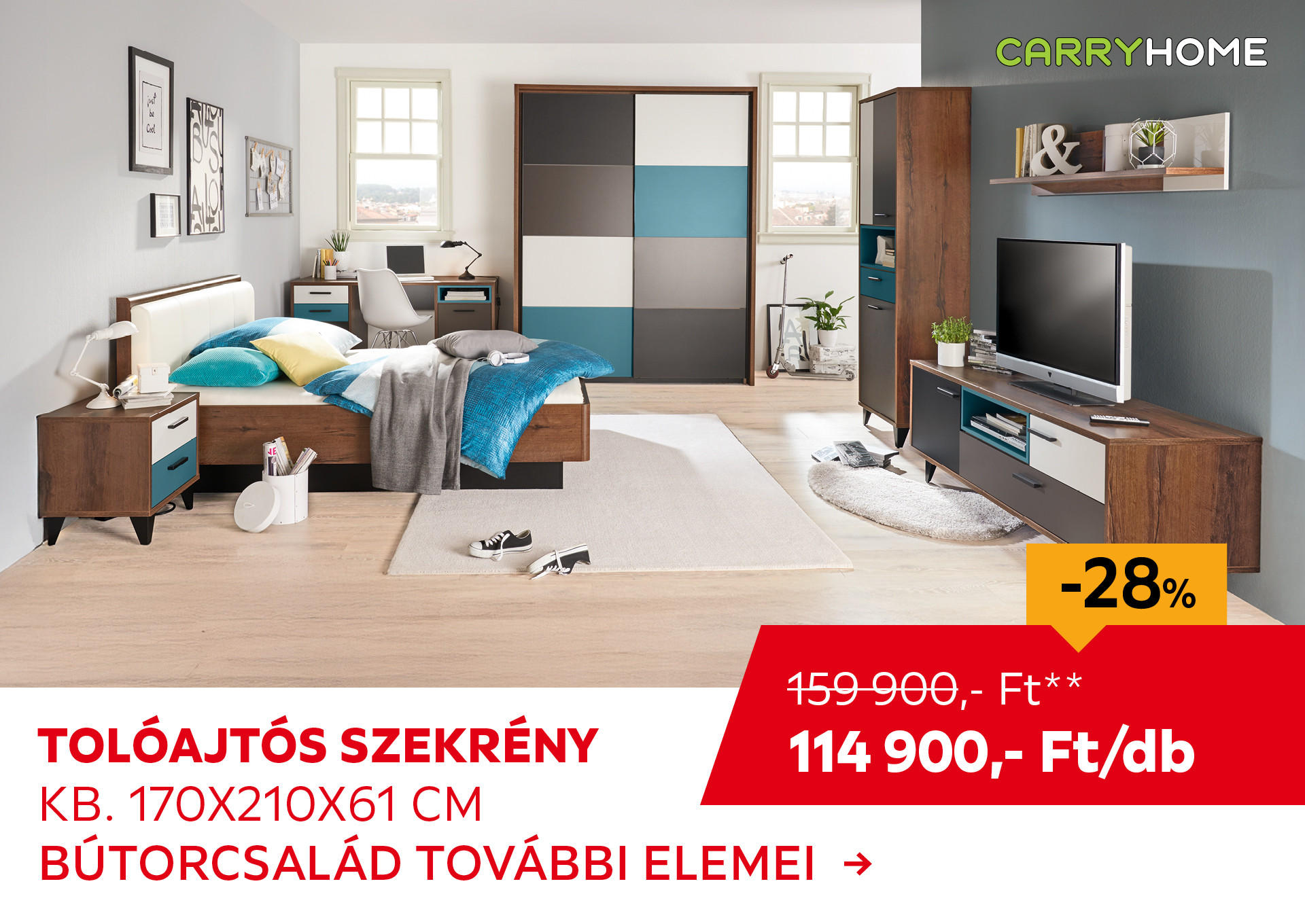 TOLÓAJTÓS SZEKRÉNY Kb. 170x210x61 cm Kiemelt termék 159900 Ft.- helyett 114900 Ft.-