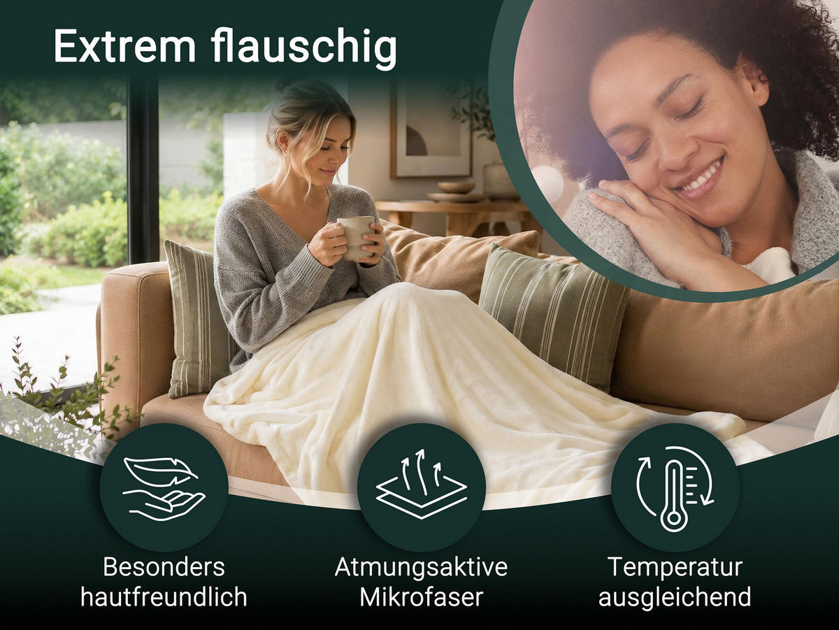 KUSCHELDECKE, 150x200 cm, 100% Polyester, Weiß - Creme, Textil (150/200cm) - Zollner