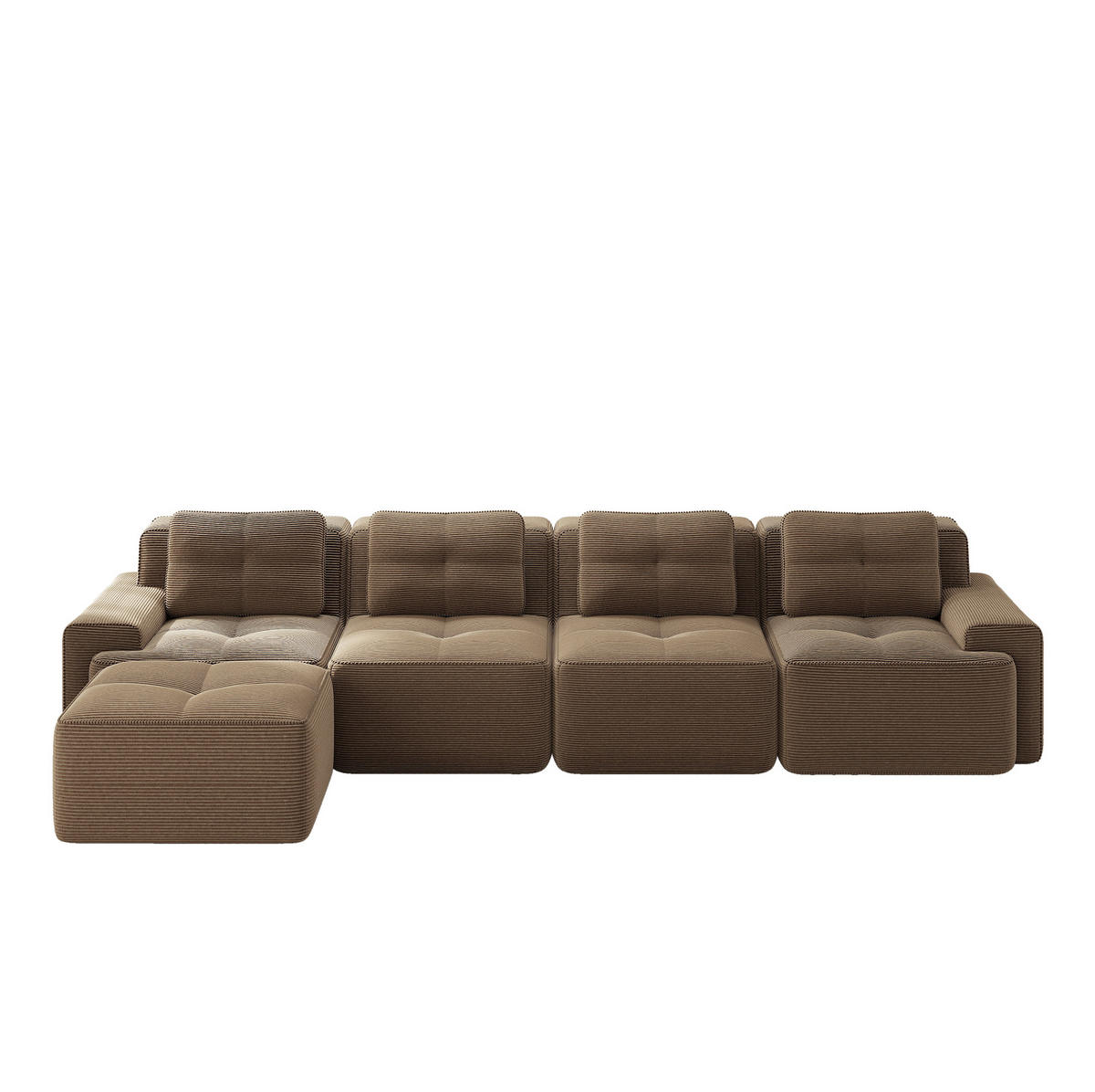 ECKSOFA 382/177/69 cm braun aus Cord mit Tiefsitz und Chaiselongue - Braun, Textil (177/382cm) - OKWISH