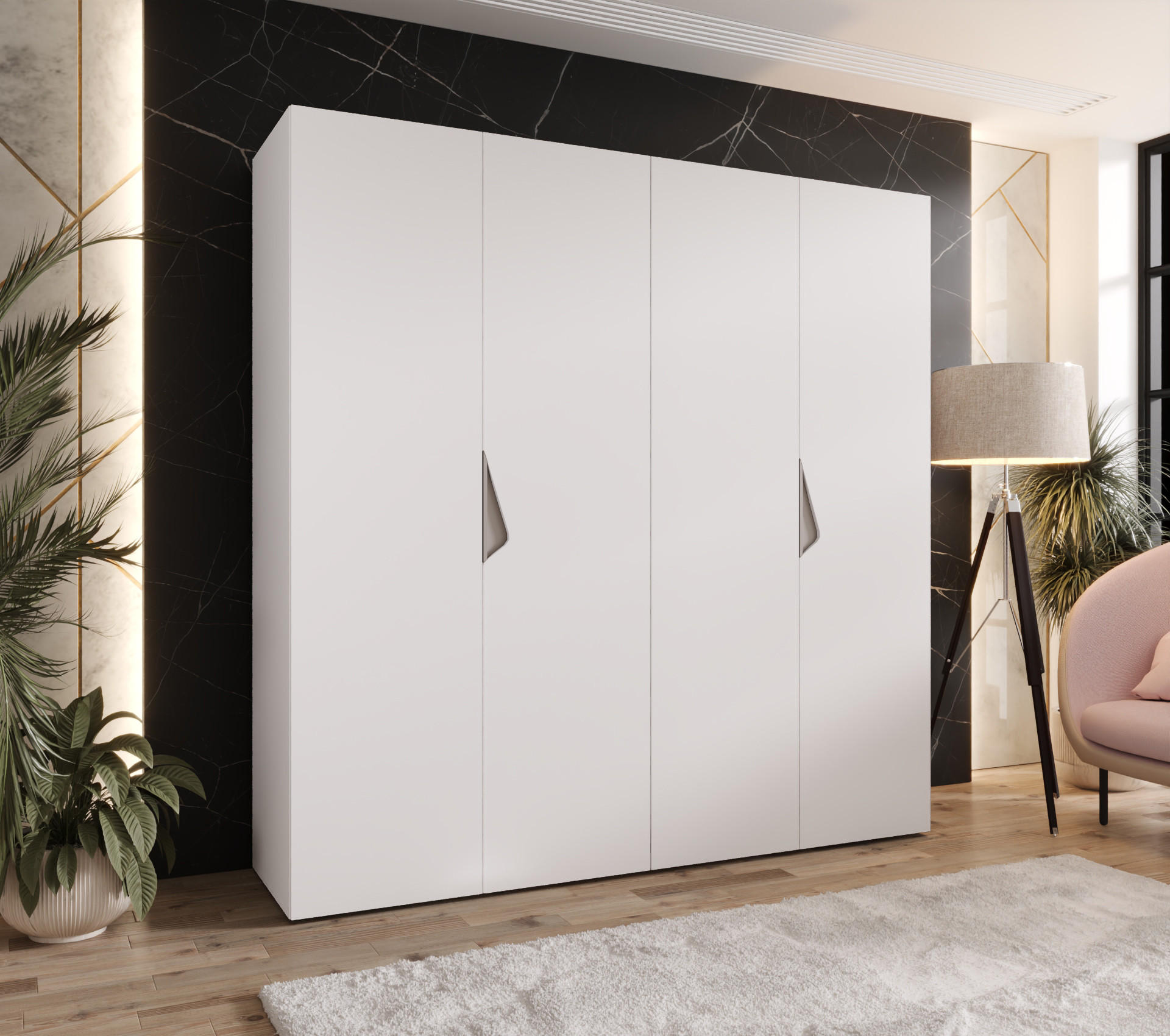 DREHTÜRENSCHRANK 202/200/52 4-türig - Beige/Weiß, Holz/Metall (200/202/52cm) - Abiks Möbel