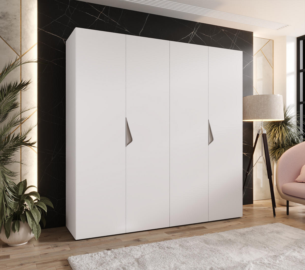 DREHTÜRENSCHRANK 202/200/52 4-türig - Beige/Weiß, Holz/Metall (200/202/52cm) - Abiks Möbel