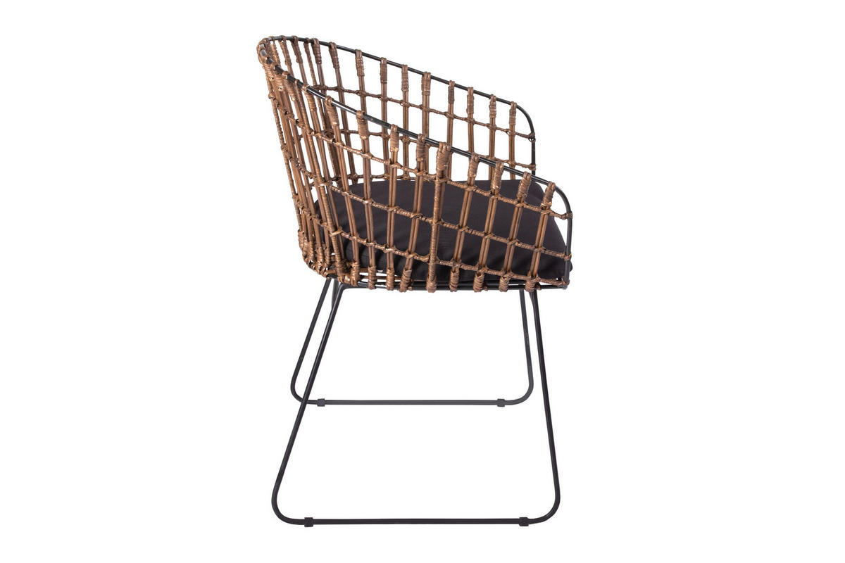 ESSZIMMERSTUHL LIMA - Nussbaumfarben/Schwarz, Naturmaterialien/Metall (45/80/45cm) - SAM