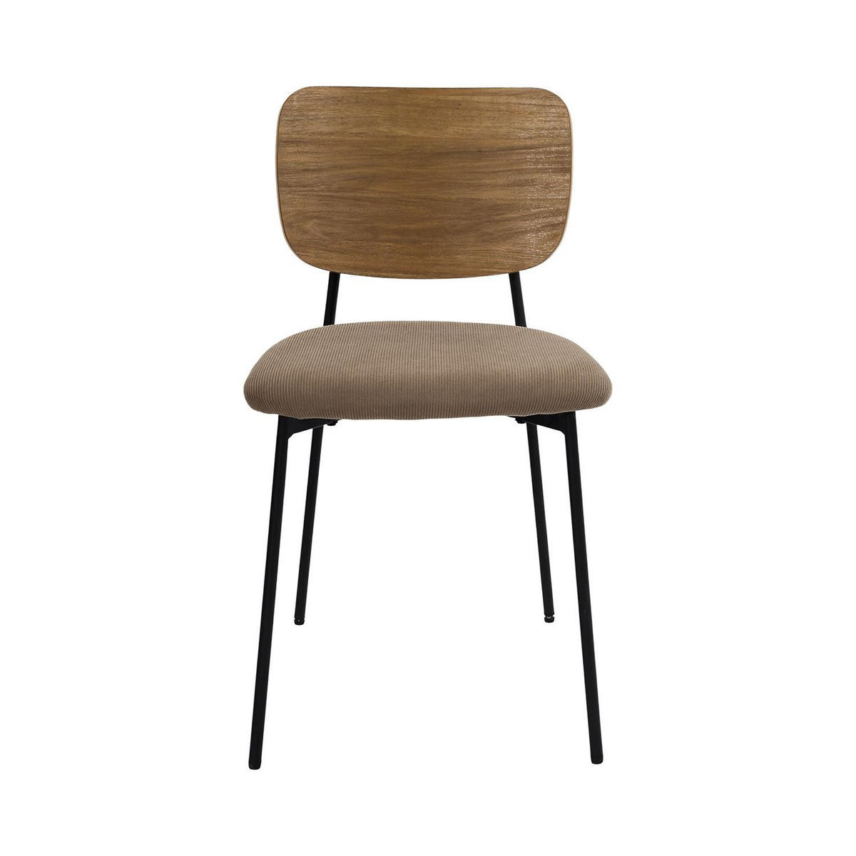 SADA 4 židlí z manšestrové látky v barvě taupe, šířka 44 cm - NOAN - hnědá, kov (50/77.5/44cm) - Calicosy