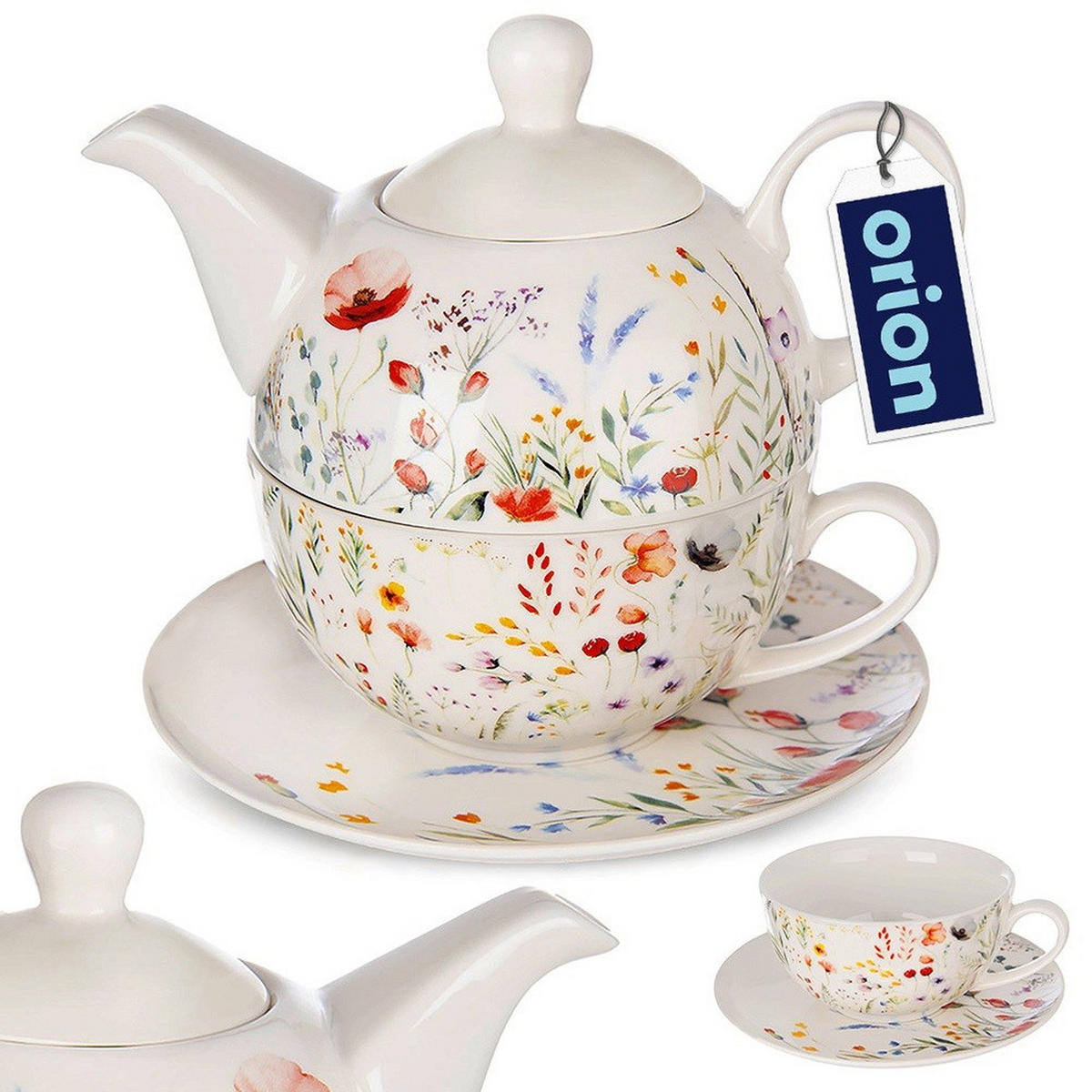 TEEKANNE Porzellan Maki mit Tasse 3-teilig - Creme, Keramik (0.28L) - Orion 
