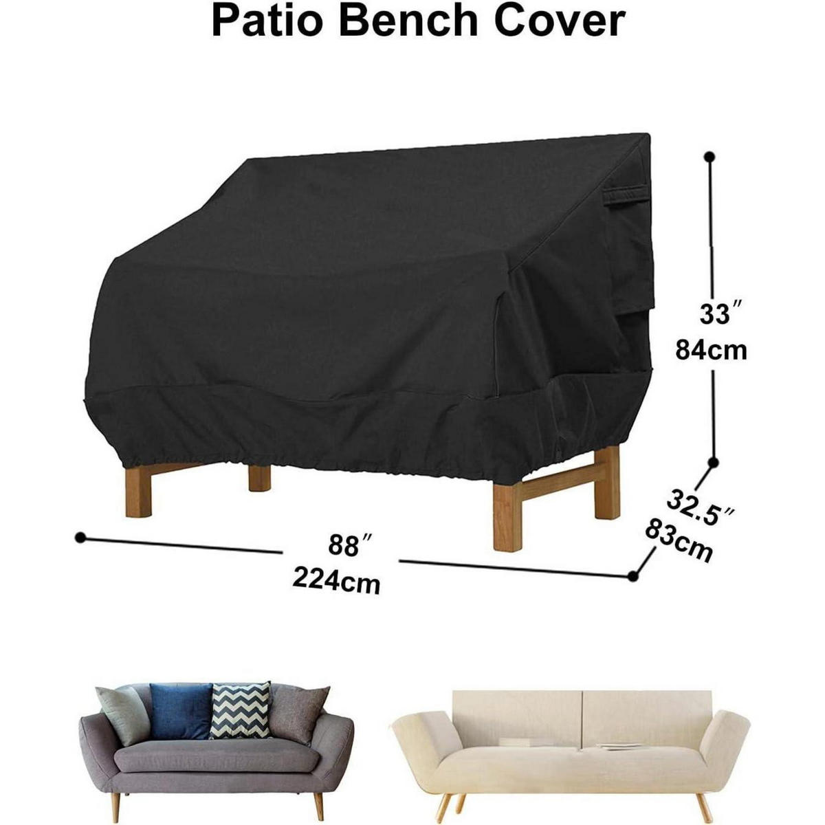 GARTENBANK Schutzhülle 224 x 83 x 84 cm Oxford Schwarz - Schwarz, Textil (83/84/224cm)