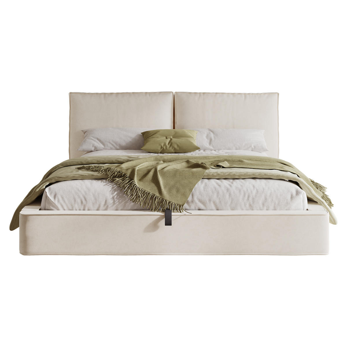 POLSTERBETT 180/200 cm in Beige Samt mit Bettkasten - Beige, Holzwerkstoff/Textil (180/200cm) - CHICFURN