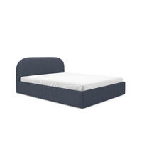 POLSTERBETT Luna Dunkelblau 180x200 cm, mit Bettkasten und halbrundem Kopfteil - Dunkelblau, Holzwerkstoff/Textil (180/200cm) - Bettso