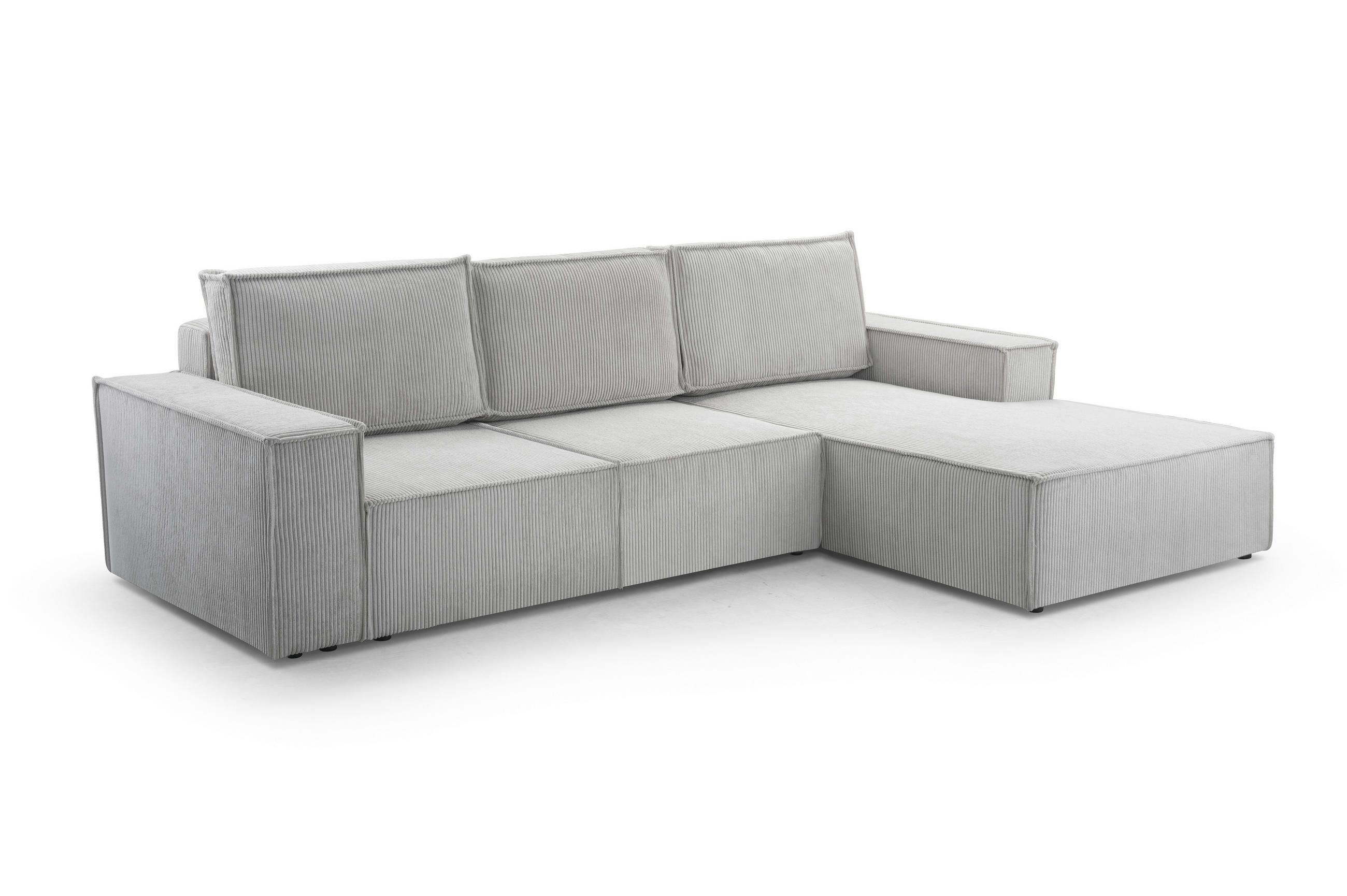 ECKSOFA L Form Cedria Hellgrau 287/145/85 cm mit Schlaffunktion - Hellgrau/Schwarz, Kunststoff/Textil (287/145cm) - AX Living