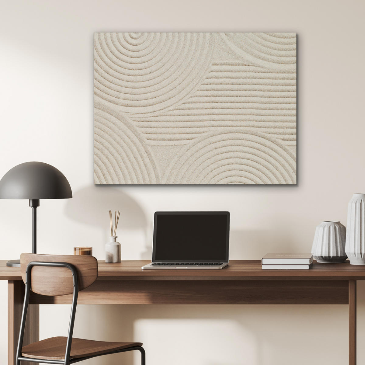 AKUSTIKPANEEL Muster - Abstrakt - Weiß 80x60 cm - Beige, Textil (80/0.9/60cm) - MuchoWow