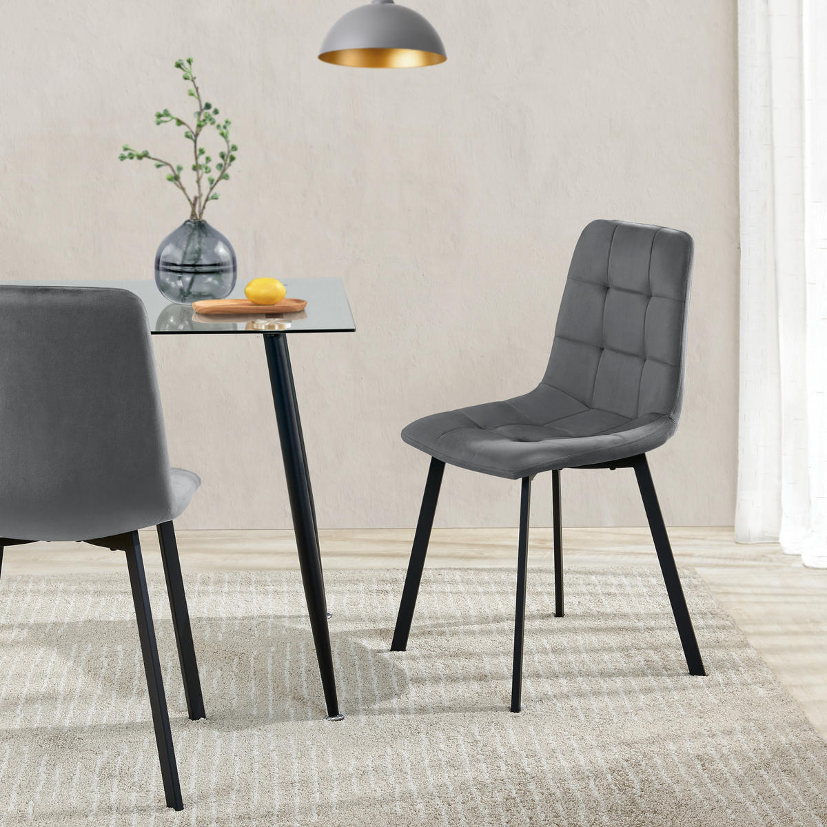 ESSZIMMERSTUHL Lexnitz im 2er-Set - Grau, Metall (44/89/52cm) - [en.casa]