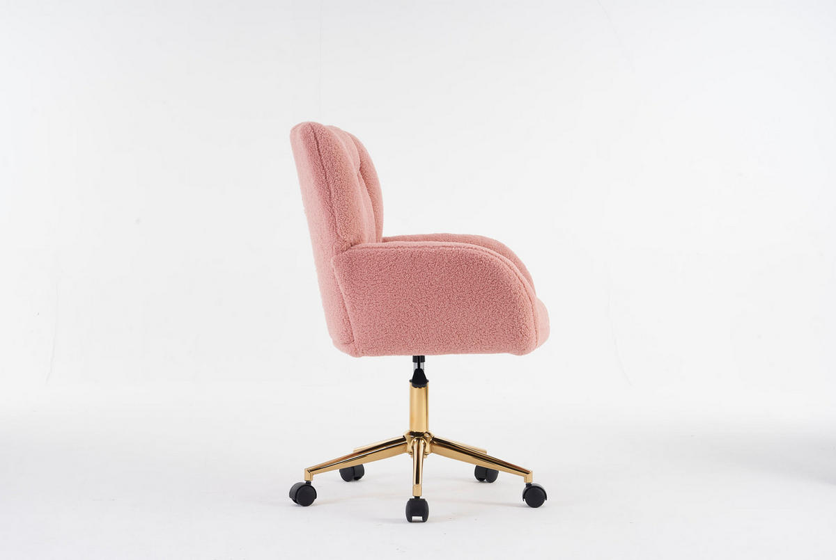 DREHSTUHL Teddy-Stoff höhenverstellbar und 360° drehbar 64/62/92.5 cm Rosa - Rosa, Textil (62/92.5/64cm) - Redom