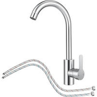 KÜCHENARMATUR 360° drehbar mit Schläuchen Edelstahl Hochdruck - Silberfarben, Metall (18/5/32cm)