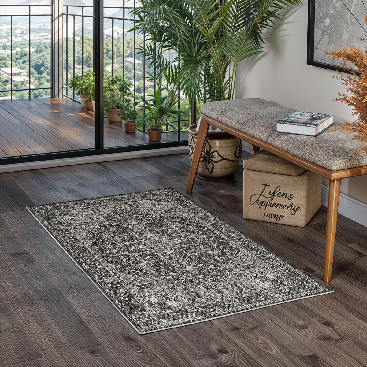 OUTDOORTEPPICH 80/150 cm Grau - Schwarz, Kunststoff/Textil (80/150cm) - LIVABLISS