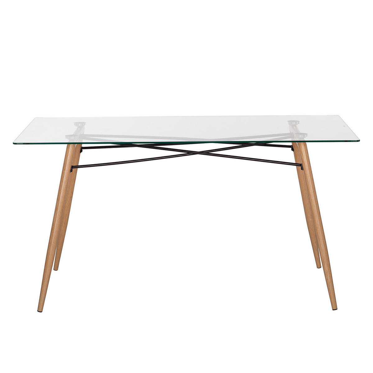 ESSTISCH - Glas / Metall - Eiche - Eichefarben, Glas/Metall (80/150/75cm) - home24