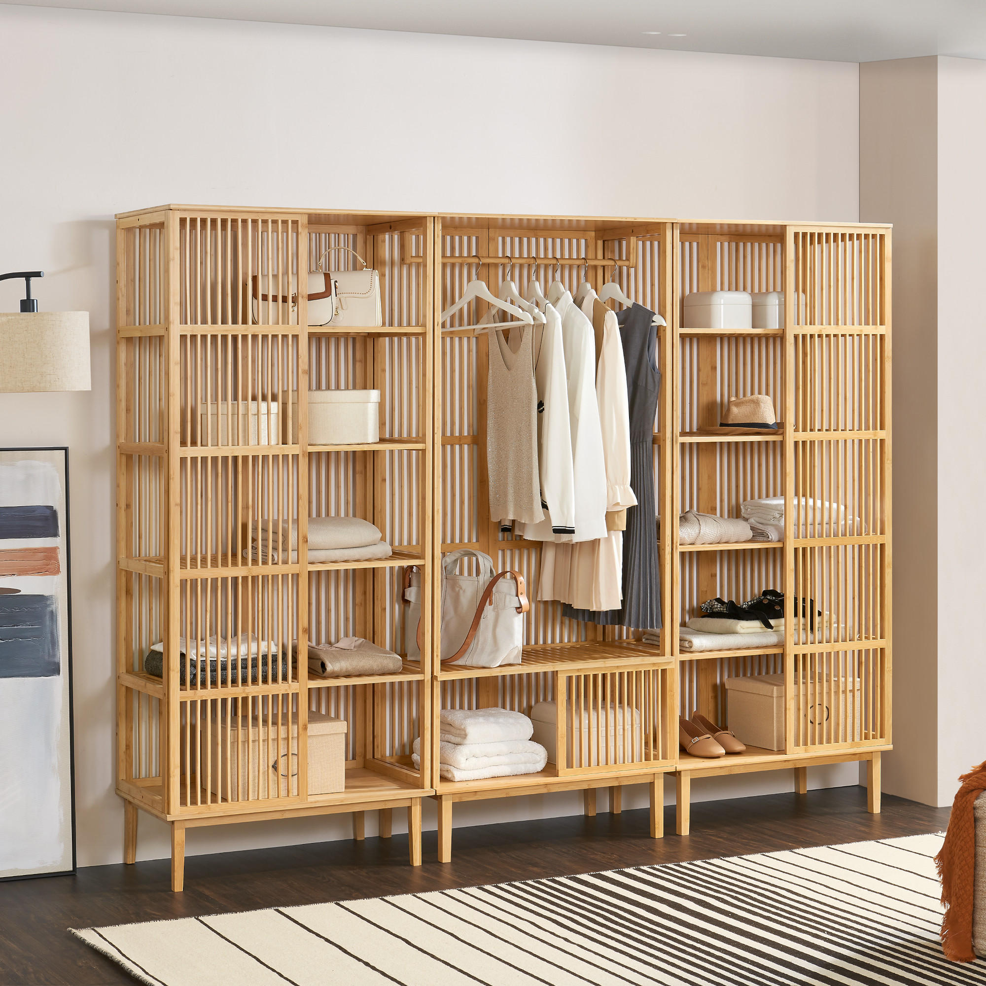 GARDEROBENSCHRANK - Naturfarben, Holz (240/185/45cm) - [en.casa]