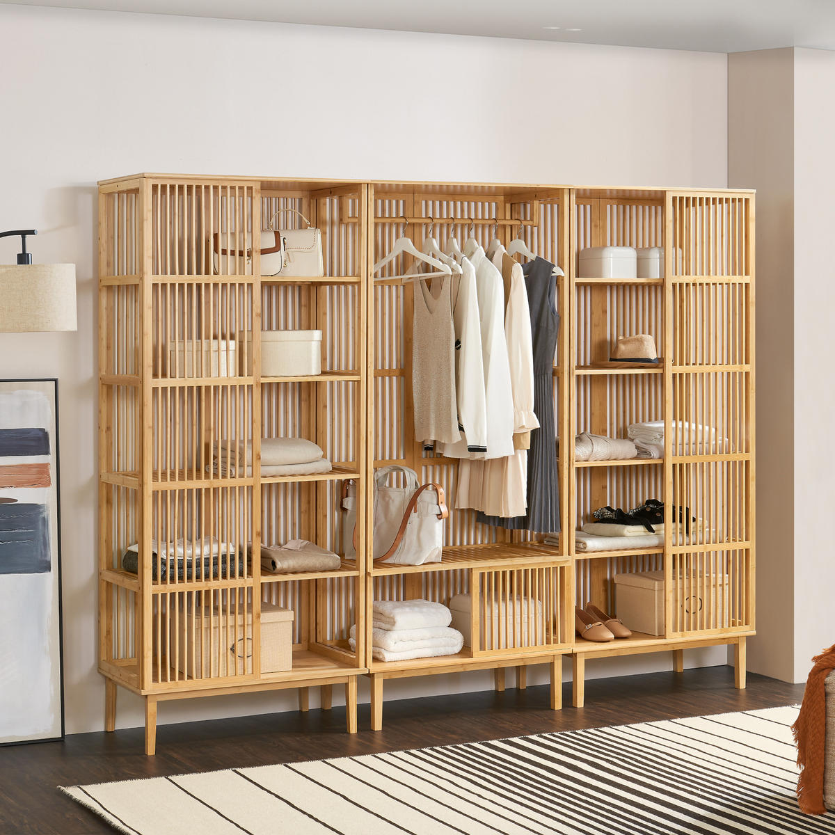 GARDEROBENSCHRANK - Naturfarben, Holz (240/185/45cm) - [en.casa]